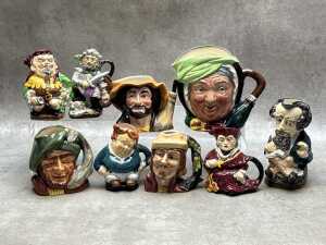 Collection of ceramic character and Toby jugs, including Royal Doulton