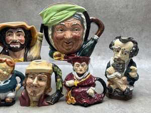 Collection of ceramic character and Toby jugs, including Royal Doulton - 3
