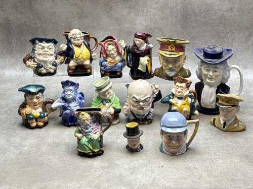 Collection of ceramic character and Toby jugs, including Royal Winton