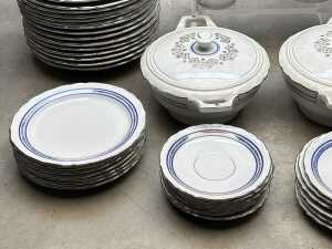 Gareis Bavarian blue and silver decoration porcelain dinner setting for 12 - 2