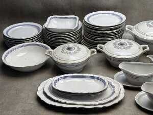 Gareis Bavarian blue and silver decoration porcelain dinner setting for 12 - 7