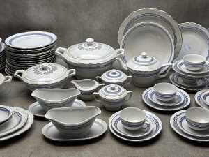 Gareis Bavarian blue and silver decoration porcelain dinner setting for 12 - 8