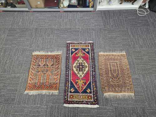 Three Persian hand-made wool prayer rugs