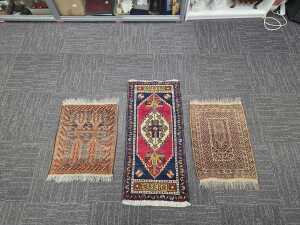 Three Persian hand-made wool prayer rugs