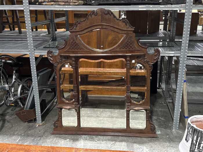 Antique Art Nouveau over-mantle mirror