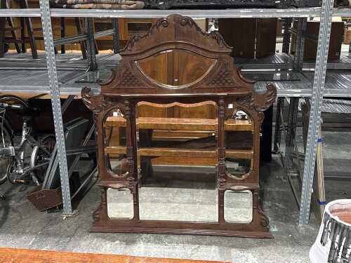 Antique Art Nouveau over-mantle mirror