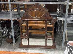 Antique Art Nouveau over-mantle mirror