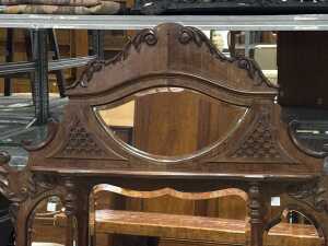 Antique Art Nouveau over-mantle mirror - 2