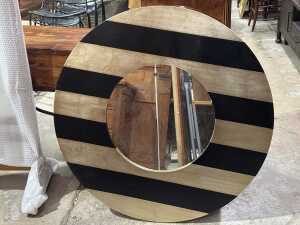 Circular striped contemporary wall mirror
