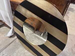 Circular striped contemporary wall mirror - 2