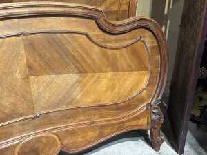 Antique French king single bedhead and end - 3