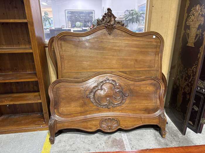 French king single walnut bed base