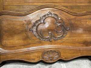 French king single walnut bed base - 3