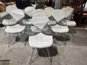 Set of eight Replica Charles Eames wire chairs