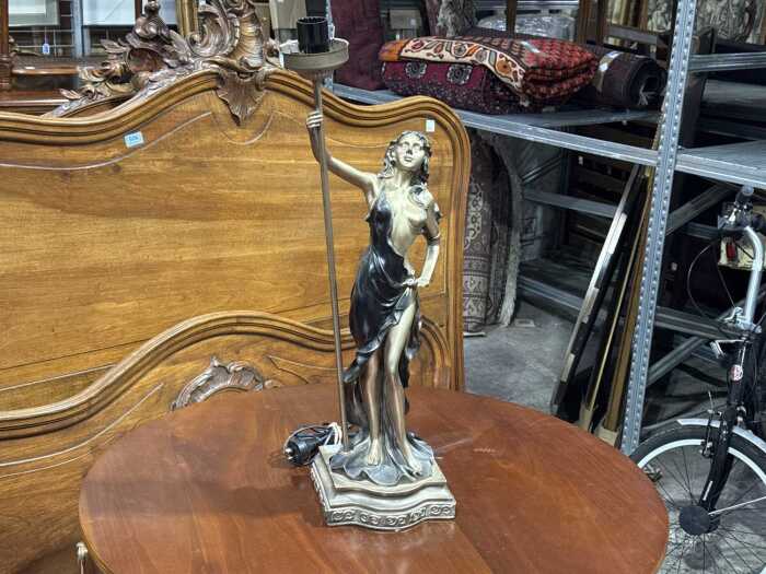 Art Nouveau-style figural resin lamp