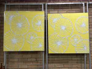 Pair of Middle of Nowhere 'Compass Lemon' paintings on canvas