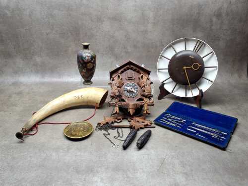 Vintage items, including two cloisonne pieces