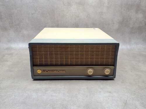Vintage His Master's Voice portable suitcase record player