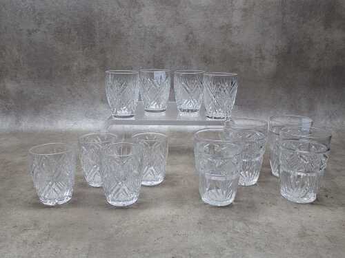 Assorted vintage style cut glass tumblers