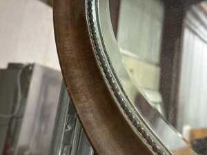 Antique oval wall mirror with timber frame - 2