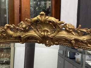 Ornate gilt framed over mantle arched wall mirror - 2