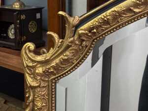 Ornate gilt framed over mantle arched wall mirror - 3