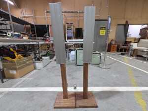 Pair of Sharp LCD TV speakers on stands - 2
