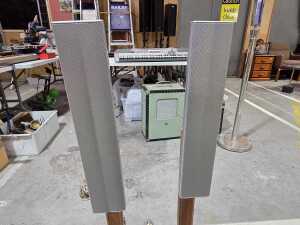 Pair of Sharp LCD TV speakers on stands - 3