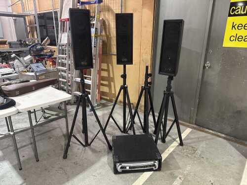 690 · 3 x stage speakers and a Behringer amp