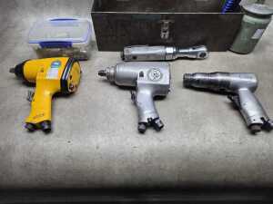 Assorted pneumatic air tools, spray gun and tool box - 4