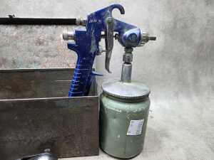 Assorted pneumatic air tools, spray gun and tool box - 5