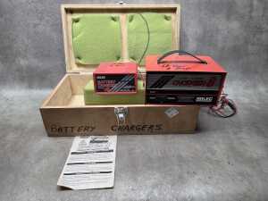 Two battery chargers in timber case - 3
