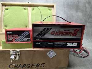 Two battery chargers in timber case - 4