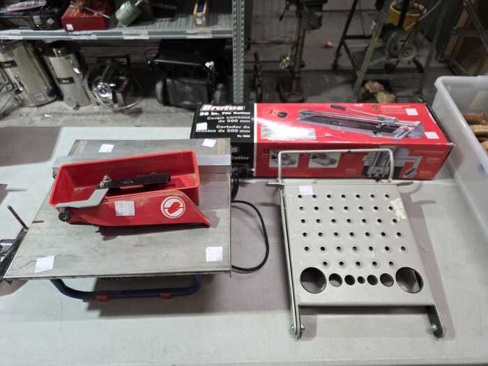 Two tile cutters including Brutus