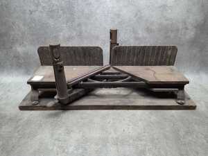 Antique mitre bench on timber frame