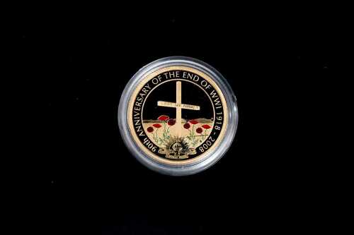 90th Anniversary of the End of World War I 2008 $25 gold proof coin, 7.78g 99.99% pure gold