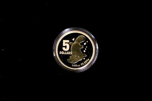 Little Dinkums Petey Platypus 2009 $5 gold proof coin, 0.04oz 99.99% pure gold