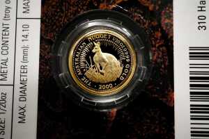 The Australian Kangaroo Nugget 2000 $5 gold proof coin, 0.05oz 99.99% pure gold - 2