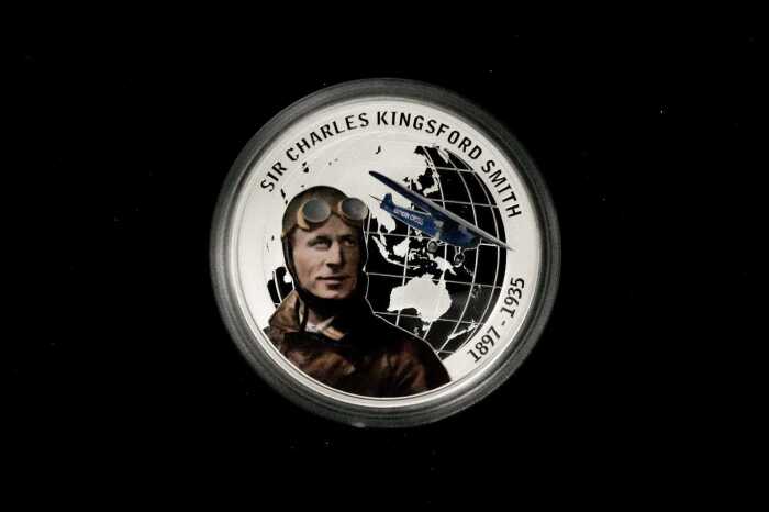 Charles Kingsford Smith 2010 $1 silver proof coin, 1oz 99.9% pure silver