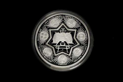 Centenary of Federation Holey Dollar & Dump 2001 totalling $1.25, 1oz 99.9% pure silver