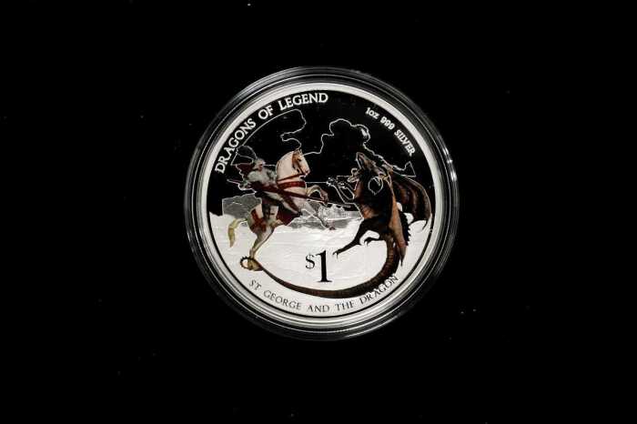 Dragons of Legend 2012 $1 silver proof coin, 31.14g 99.9% pure silver
