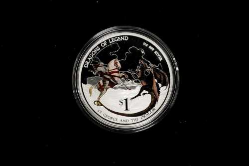 Dragons of Legend 2012 $1 silver proof coin, 31.14g 99.9% pure silver
