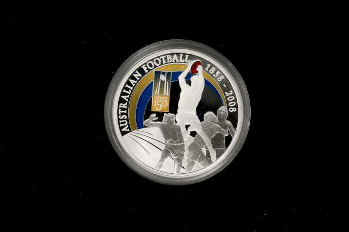 150 Years Australian Football 2008 $1 silver proof coin, 31.14g 99.9% pure silver