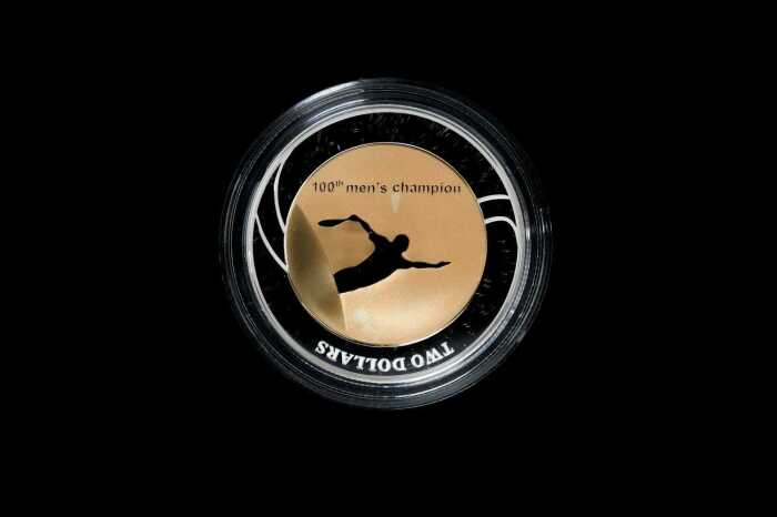 Australian Open 100th Men's Champion Coin 2012 $2 gold plated silver proof coin 20.28g 99.9% pure silver