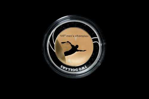 Australian Open 100th Men's Champion Coin 2012 $2 gold plated silver proof coin 20.28g 99.9% pure silver