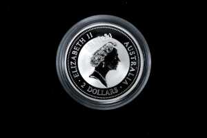 Crown Privy Mark 60th Anniversary 1997 $2 silver proof coin, 62.77g 99.9% pure silver - 2