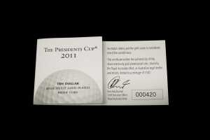 The Presidents Cup 2011 $10 silver selectively gold plated proof coin, 5oz 99.9% pure silver - 5