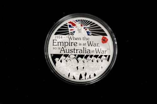 The ANZAC Spirit 100th Anniversary 2014 $1 silver proof coin, 1oz 99.9% pure silver