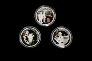 The ANZAC Spirit 100th Anniversary 2014 silver proof three-coin set, totalling $1.50, 1.5oz 99.9% pure silver