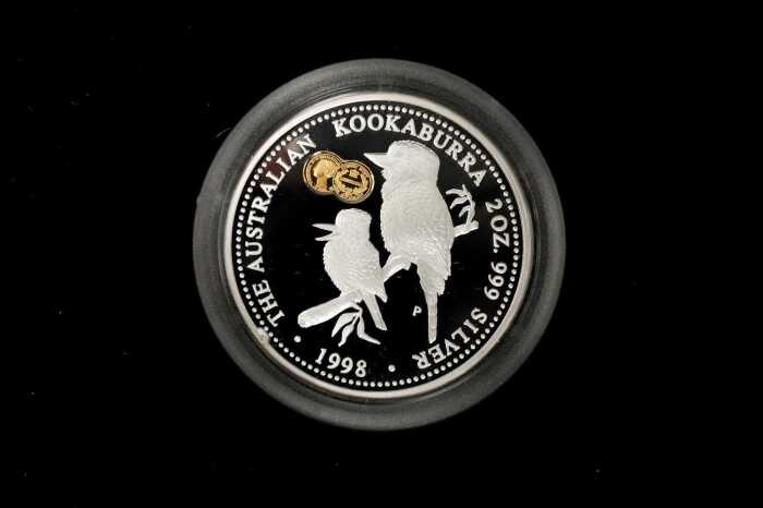 The Australian Kookaburra Sydney Mint Privy Mark 1998 $2 silver proof coin, 2oz 99.9% pure silver